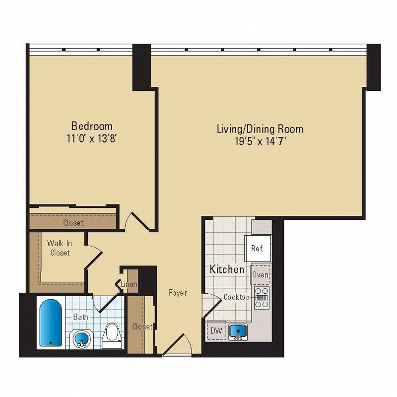 A2 Floor Plan at RiverHouse, Arlington