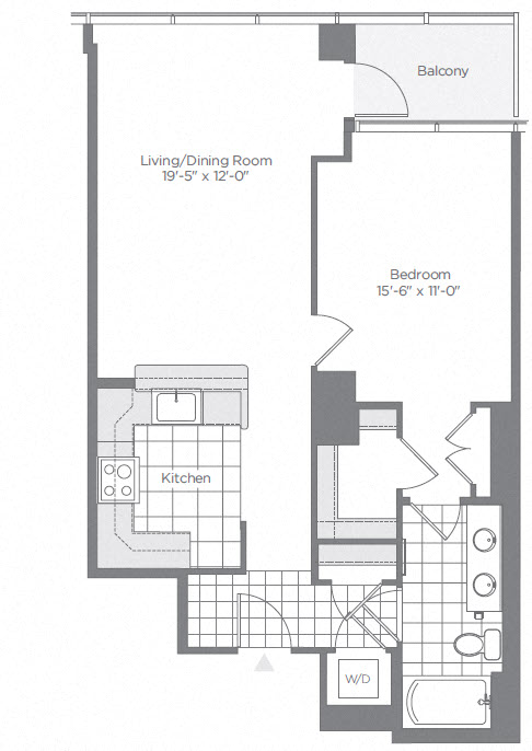 Studio Floor Plan at 220 Twentieth Street, Arlington, VA