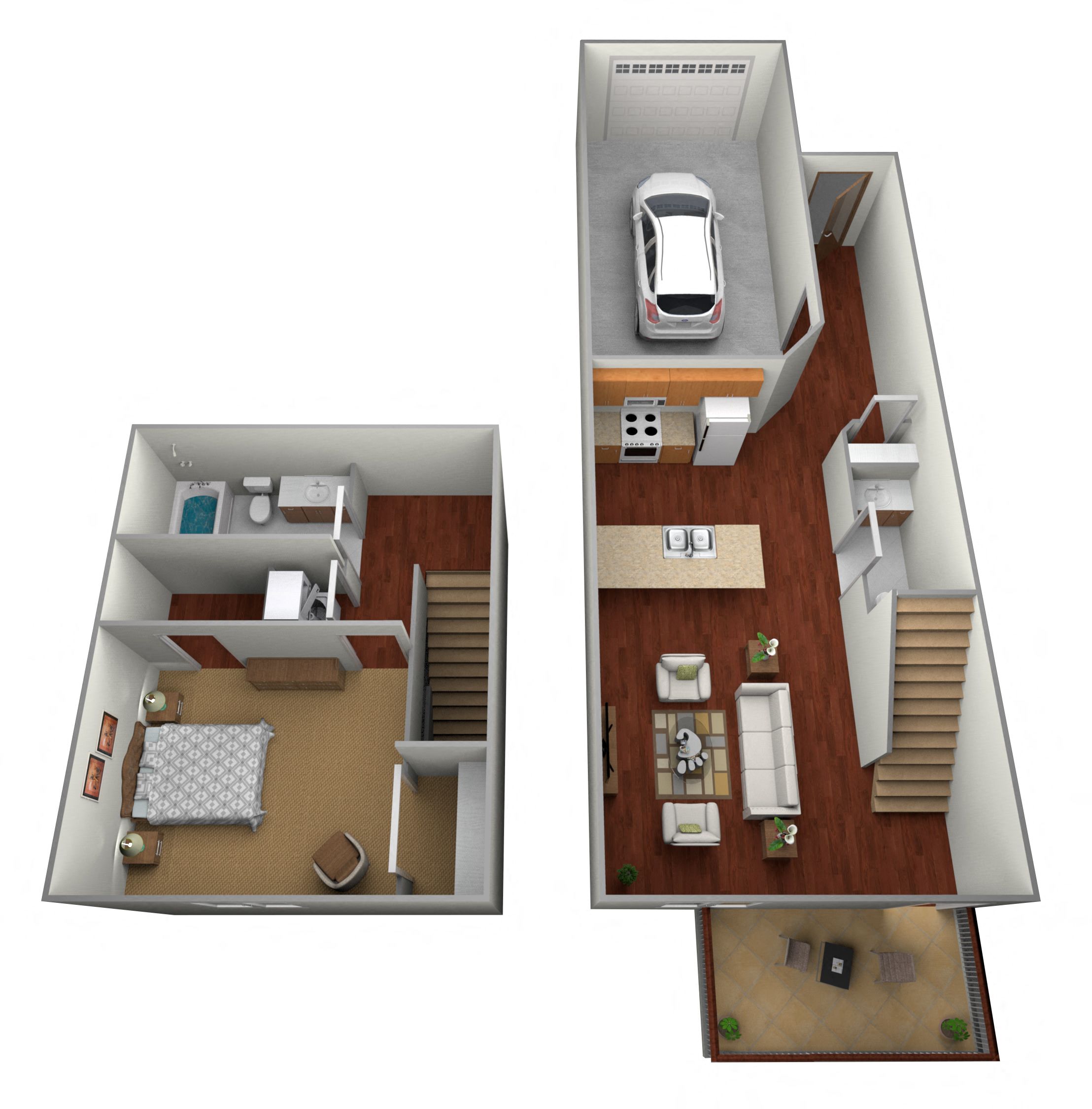 1 bedroom 1.5 bath Floor Plan at Benson Village Townhomes, Sioux Falls