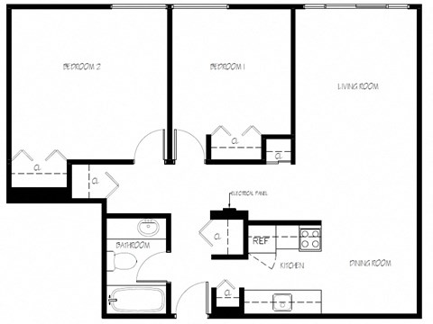 Braemar Gardens apartments 2 bedroom + 1 bathroom apartment floor plan in Coquitlam, BC