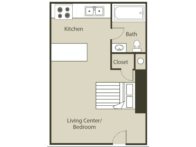 1 Bed Studio Floor Plan 1