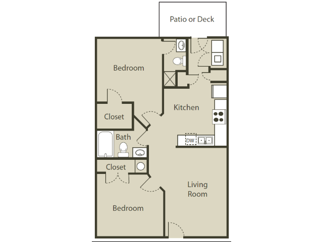 2 Bed 2 Bath Floor Plan 4