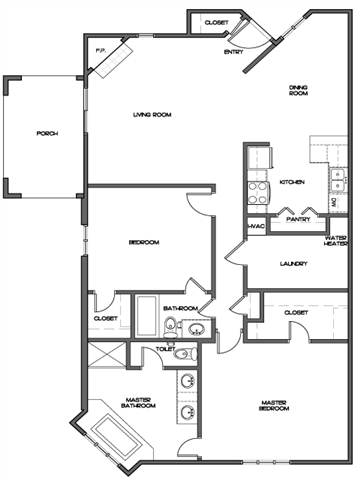 Large Two Bedroom Floor Plan 3