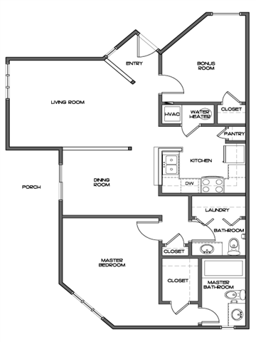 One Bedroom Floor Plan 1