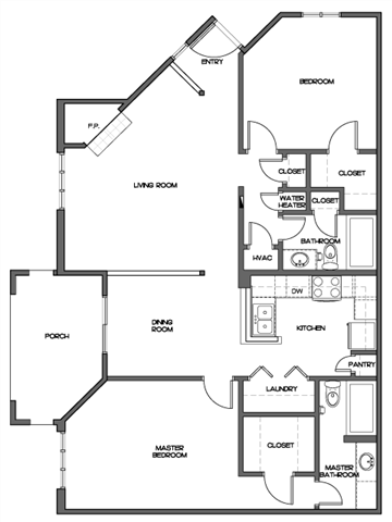 Small Two Bedroom Floor Plan 2