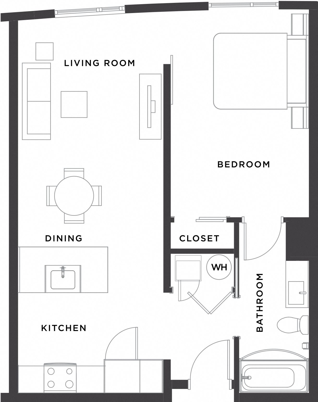 1BR/1BA Floor Plan 2