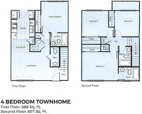 4 bed 3.5 bath Townhome
