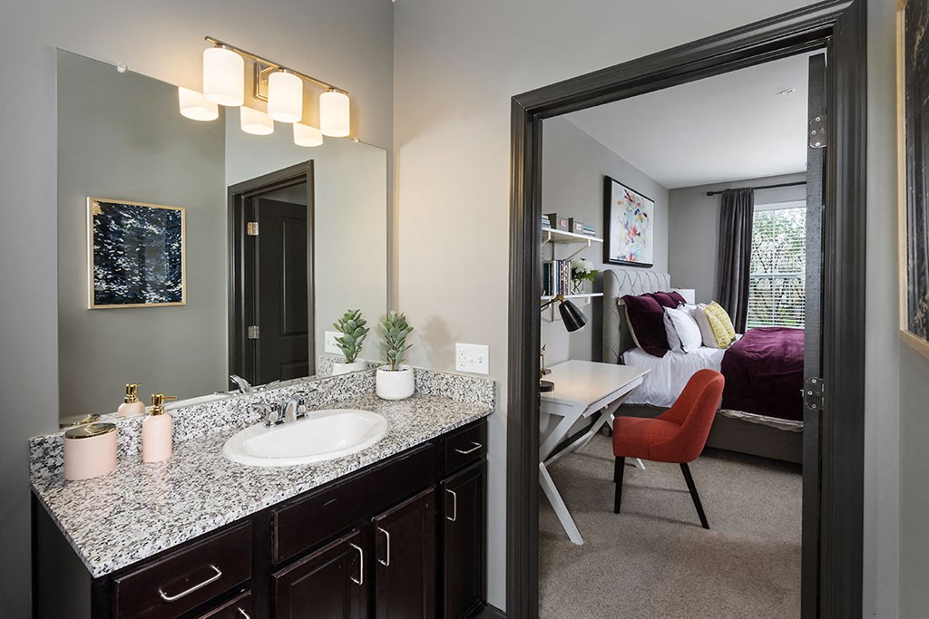 Bathroom With Vanity Lights at Mosaic at Levis Commons, Perrysburg, Ohio