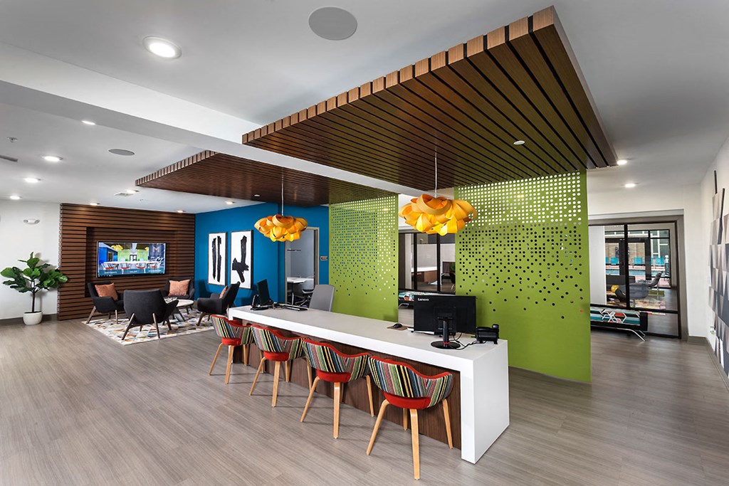 Resident Business Center With Computer And Printer at Mosaic at Levis Commons, Ohio