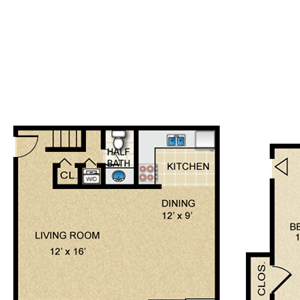 2 Bed 1.5 Bath