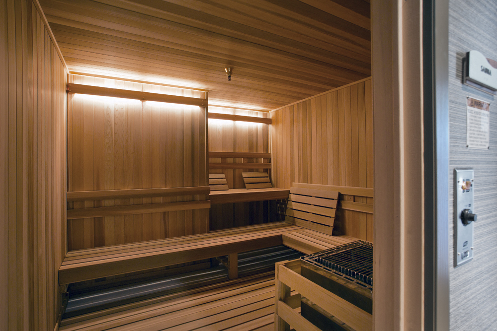 The Sauna at River Tides Apartments in Westchester