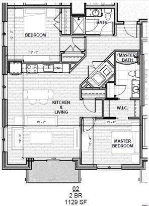 Two Bedroom 1129 SF
