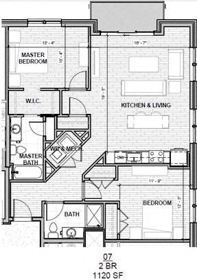 Two Bedroom 1120 SF