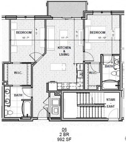 Two Bedroom 992 SF