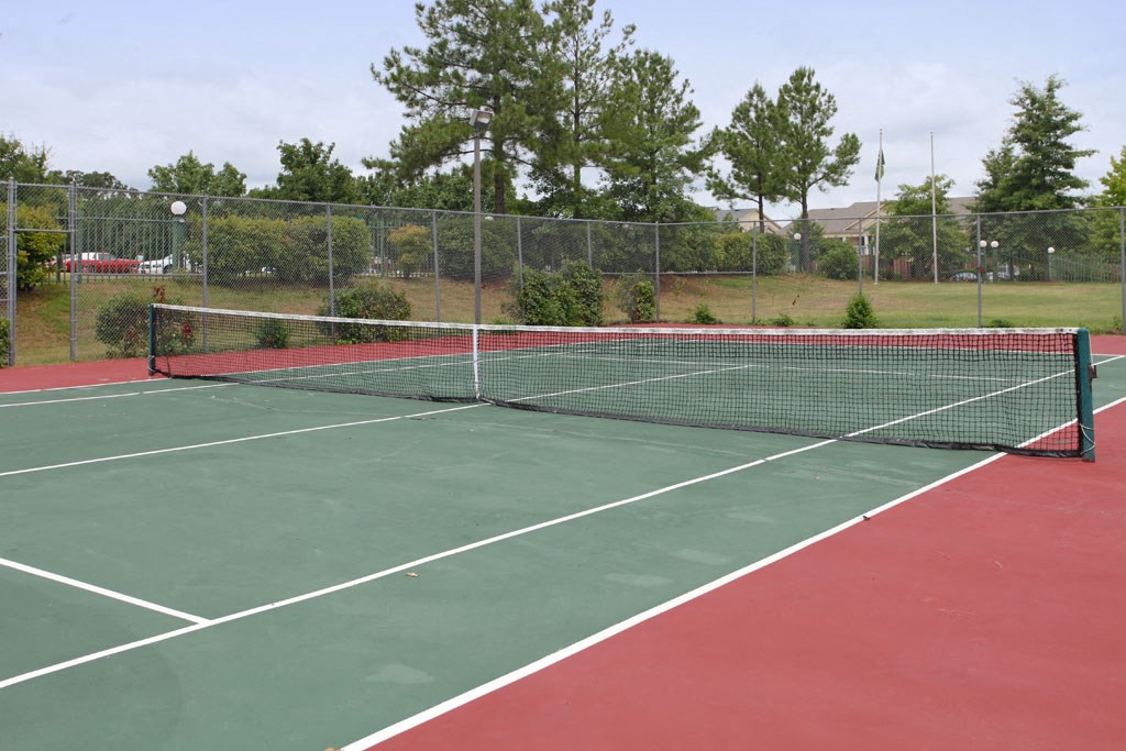 a tennis court with a net on it