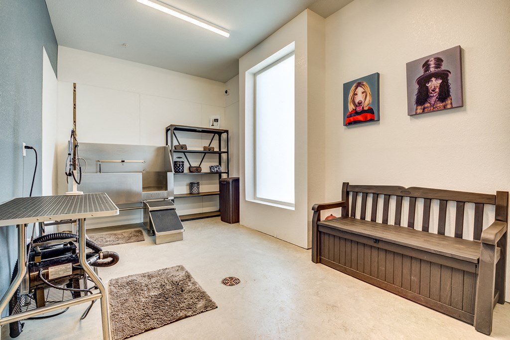 a living room with a couch and a table