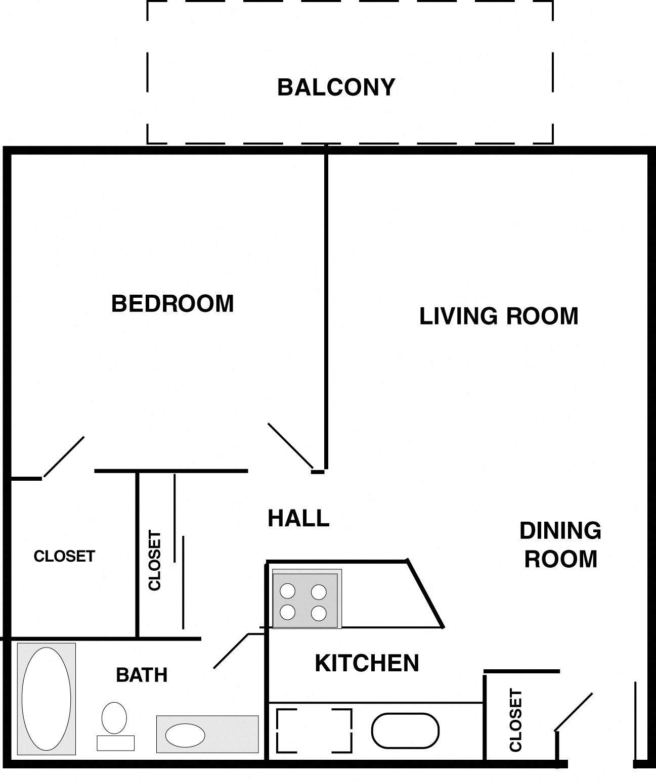 1 bedroom, 1 bath
