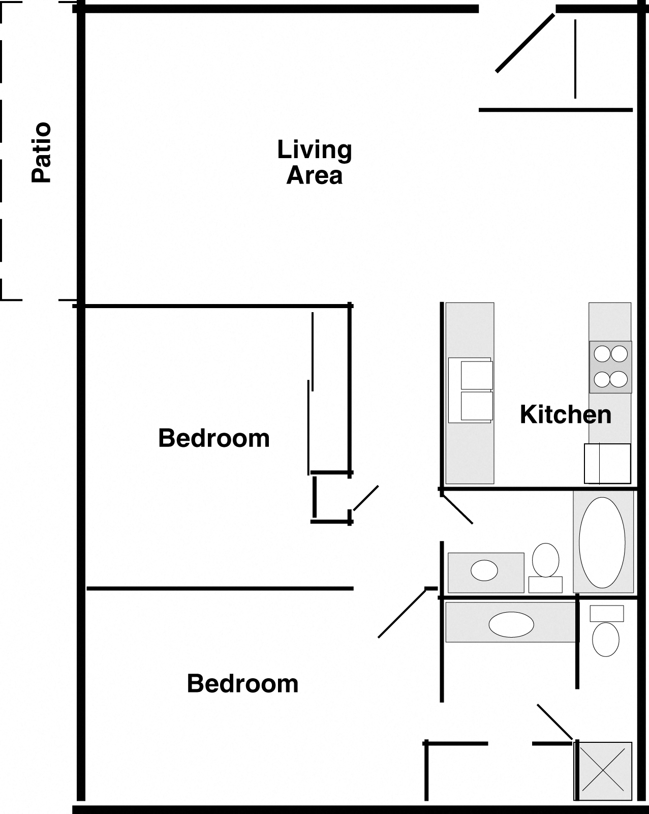 2 bedroom, 2 bath