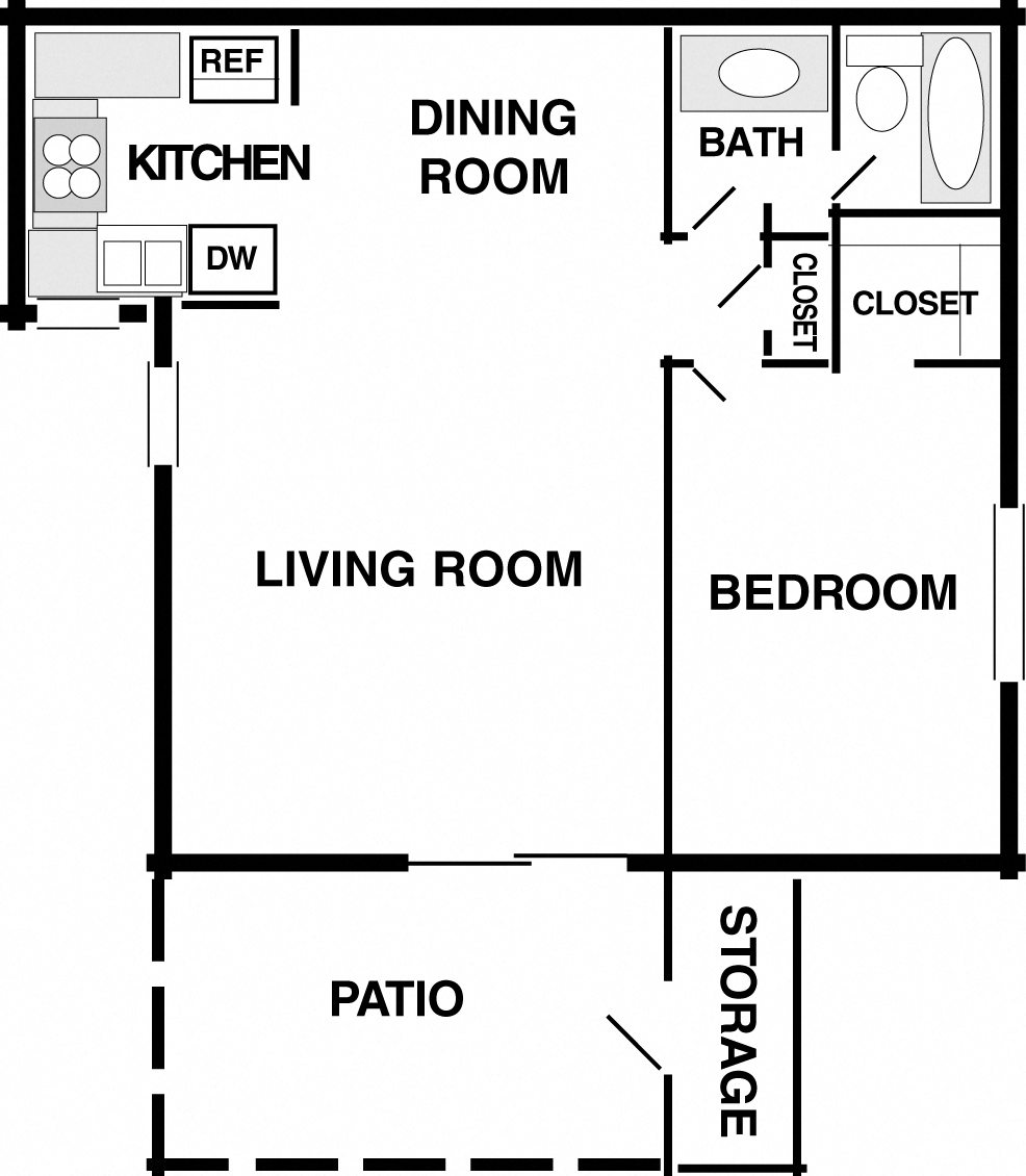 one bedroom layout