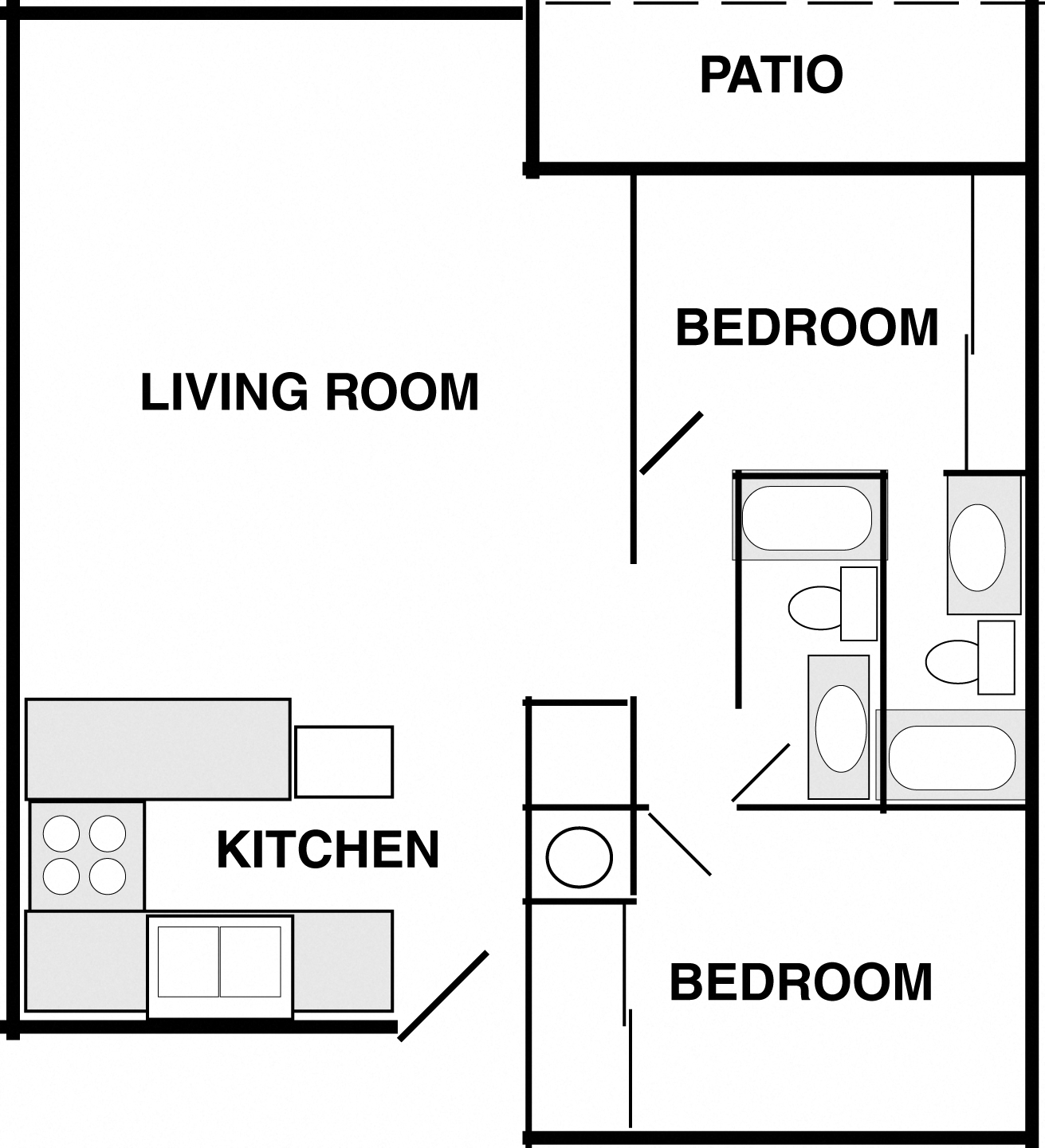 2 bedroom, 2 bath