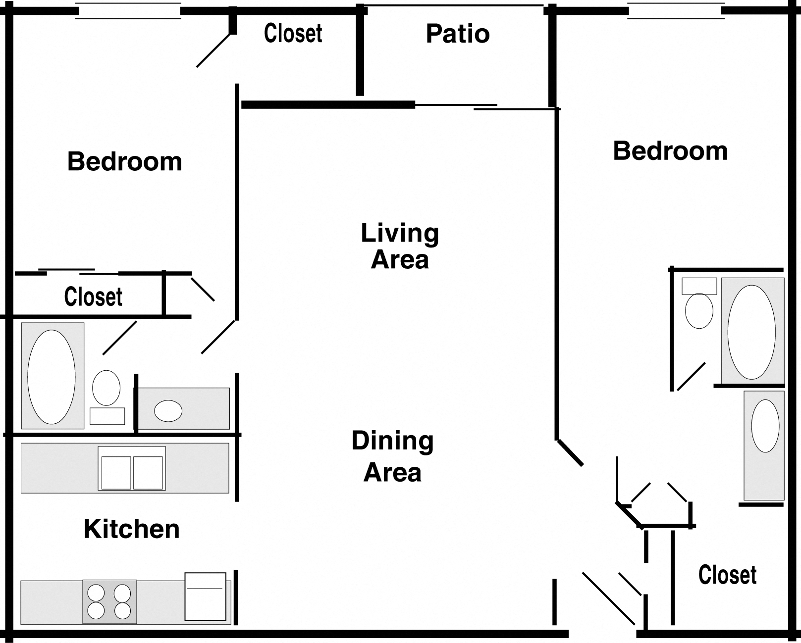 2 bedroom, 2 bath