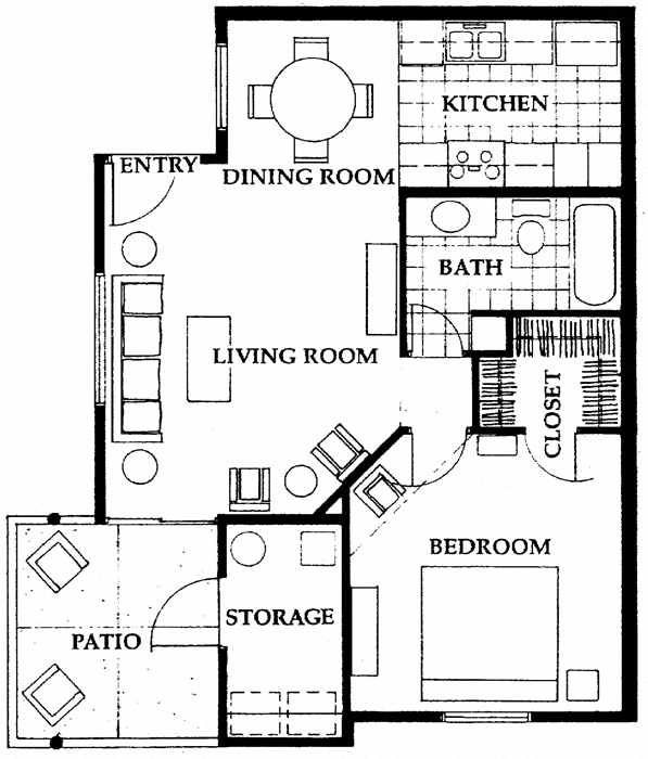 1 bedroom, 1 bath