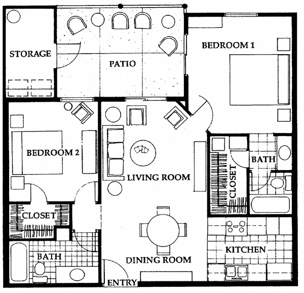 2 bedroom, 2 bath