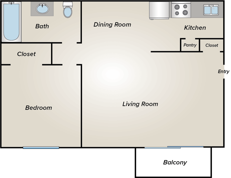 one bedroom apartment floor plan
