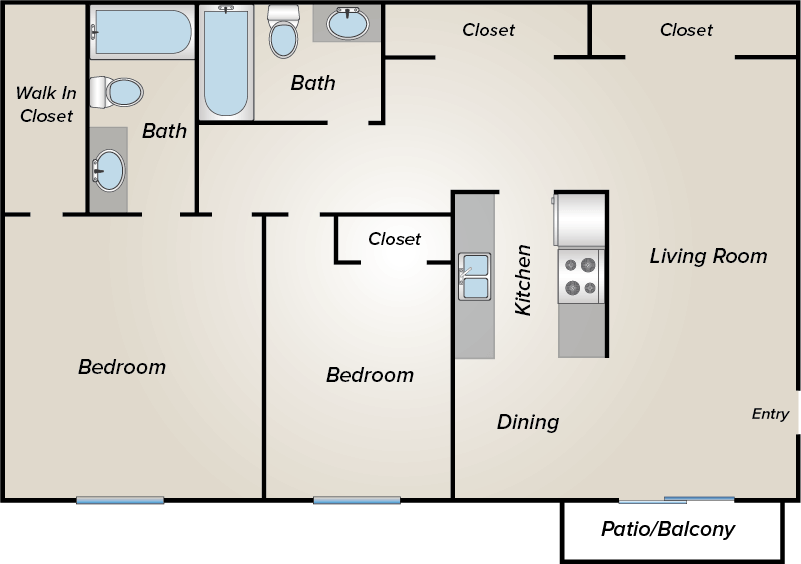 floor plan of two bedroom apartment