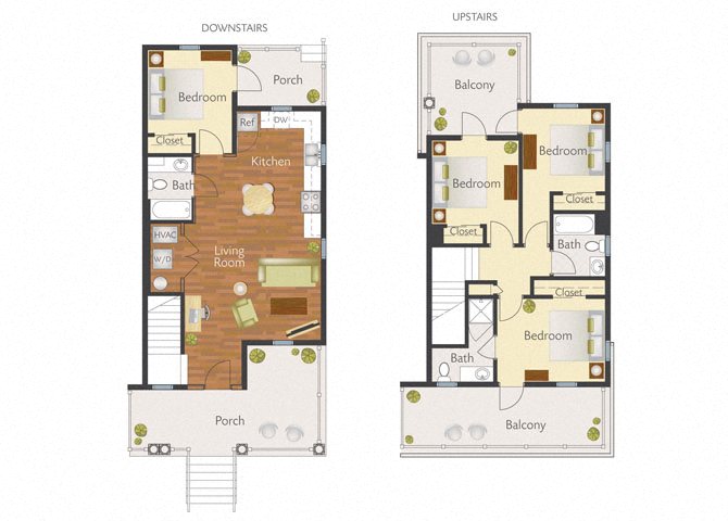 4 Bedroom 3 Bath-2D Floorplan-Marrero Commons Apartments, New Orleans, LA
