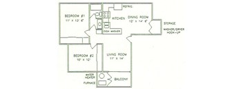 2 Bedroom Floor Plan at Costa Mesa Family Village, Costa Mesa, CA