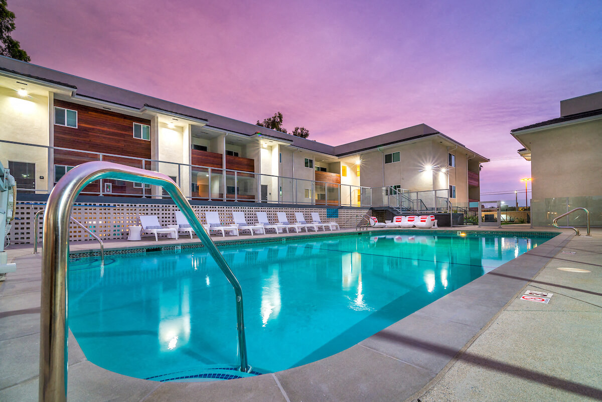Twilight Pool at Bixby Hill Apartments, Long Beach, 90815