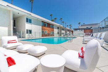 Poolside Sundeck With Relaxing Chairs at Bixby Hill Apartments, Long Beach, 90815