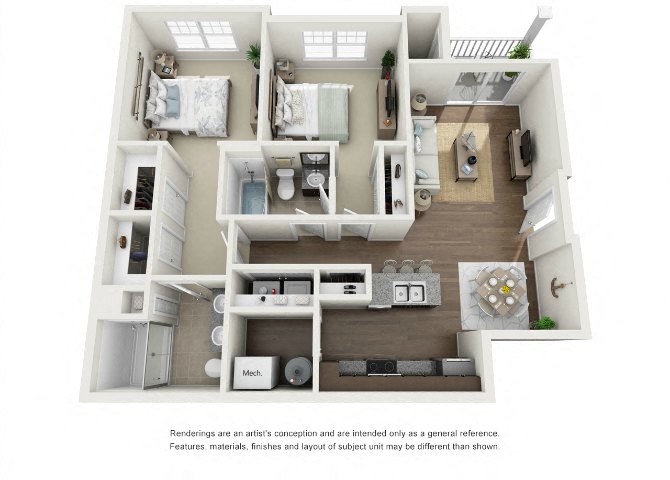 Two bedroom floor plan of Apartments in Virginia Beach VA