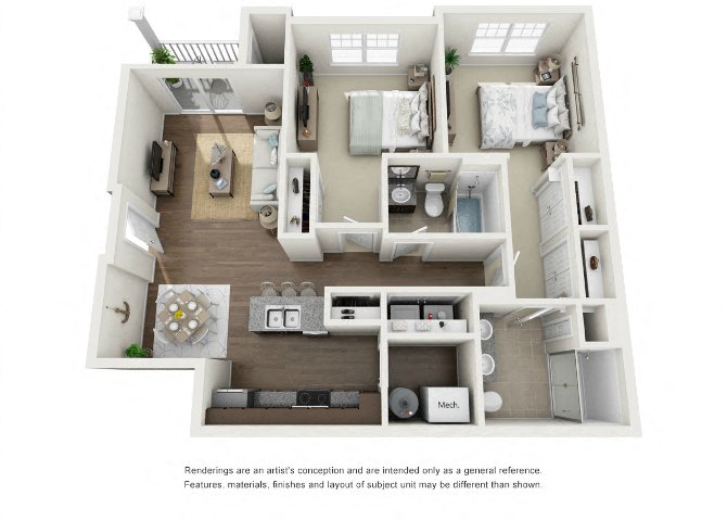 Two Bedroom Floor Plan at Luxury apartments in Virginia Beach, VA