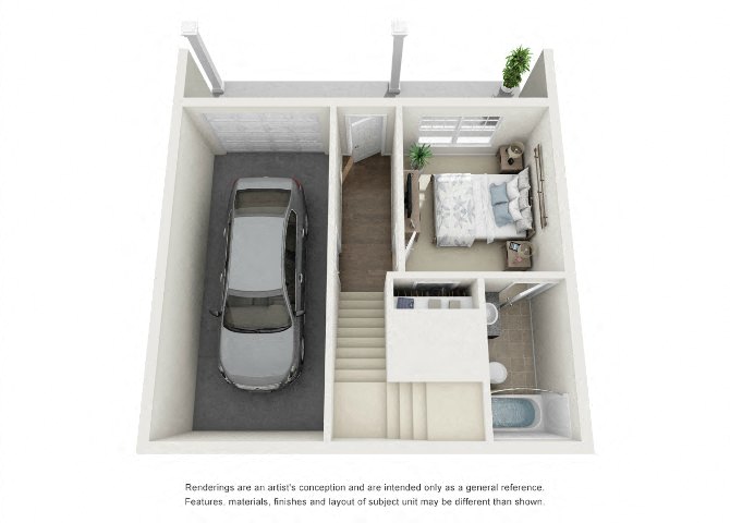 Town house floor plan  with garage