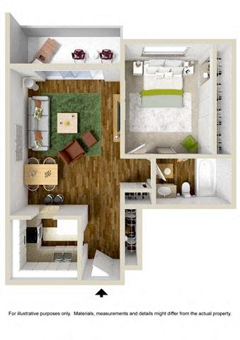 Floorplan Floorplan at The Towers Apartments, NM, 87109