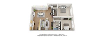 2 bed 2 bath Floor Plan C 719 Sq.Ft. at Superior Place, Northridge, California