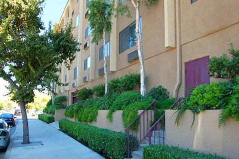 Walkway with lush greenery at Canby Court, Northridge, California