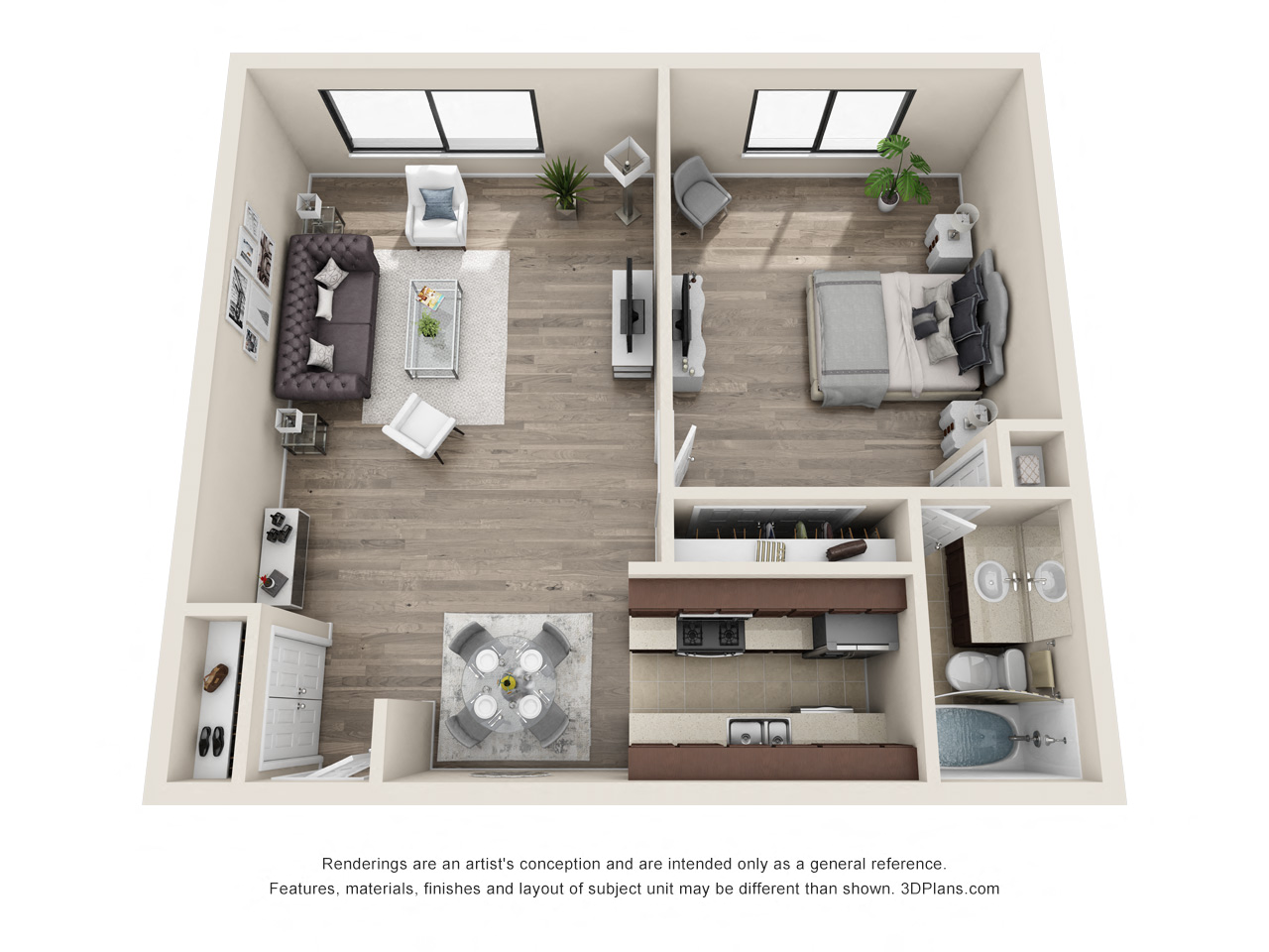 1 Bedroom Floor Plan at Canby Court, California, 91325