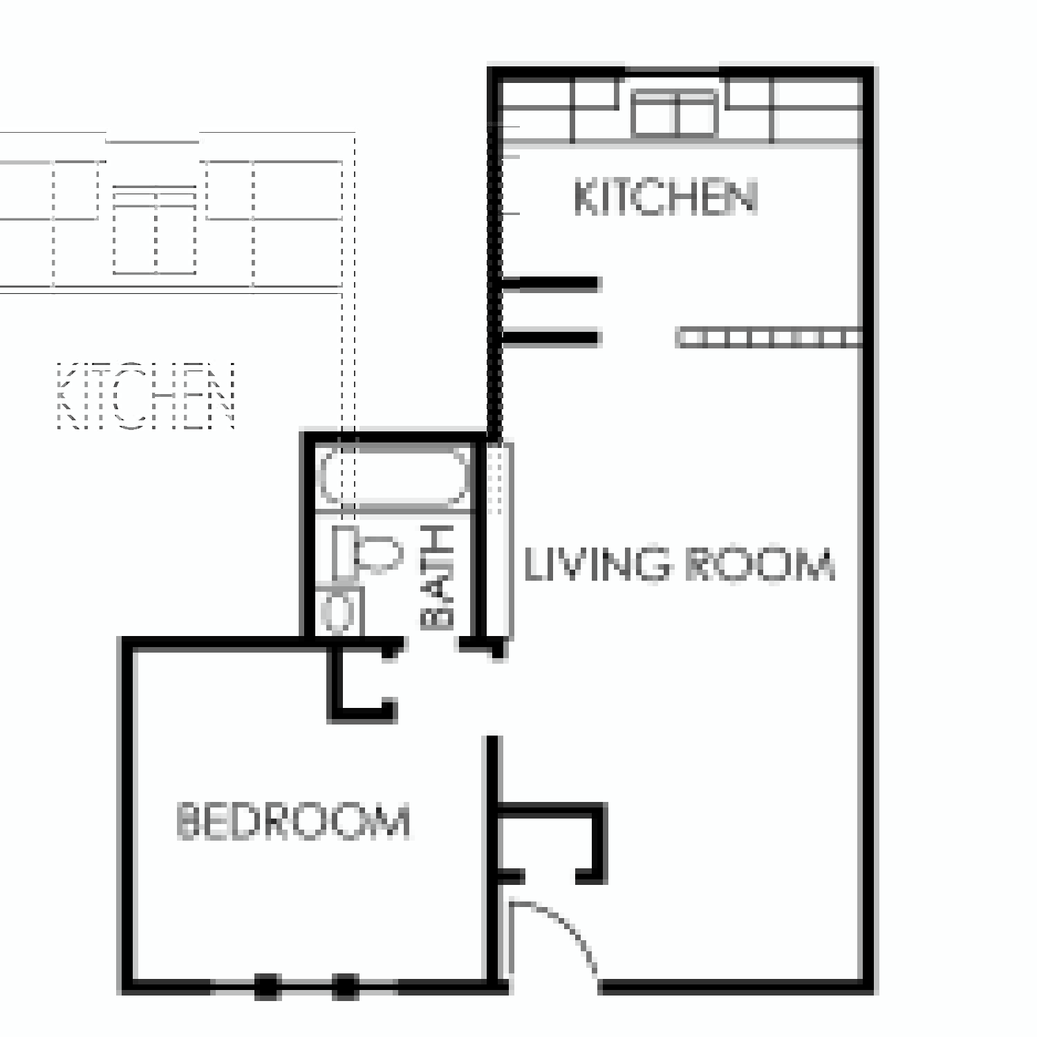 1 bed, 1 bath 550