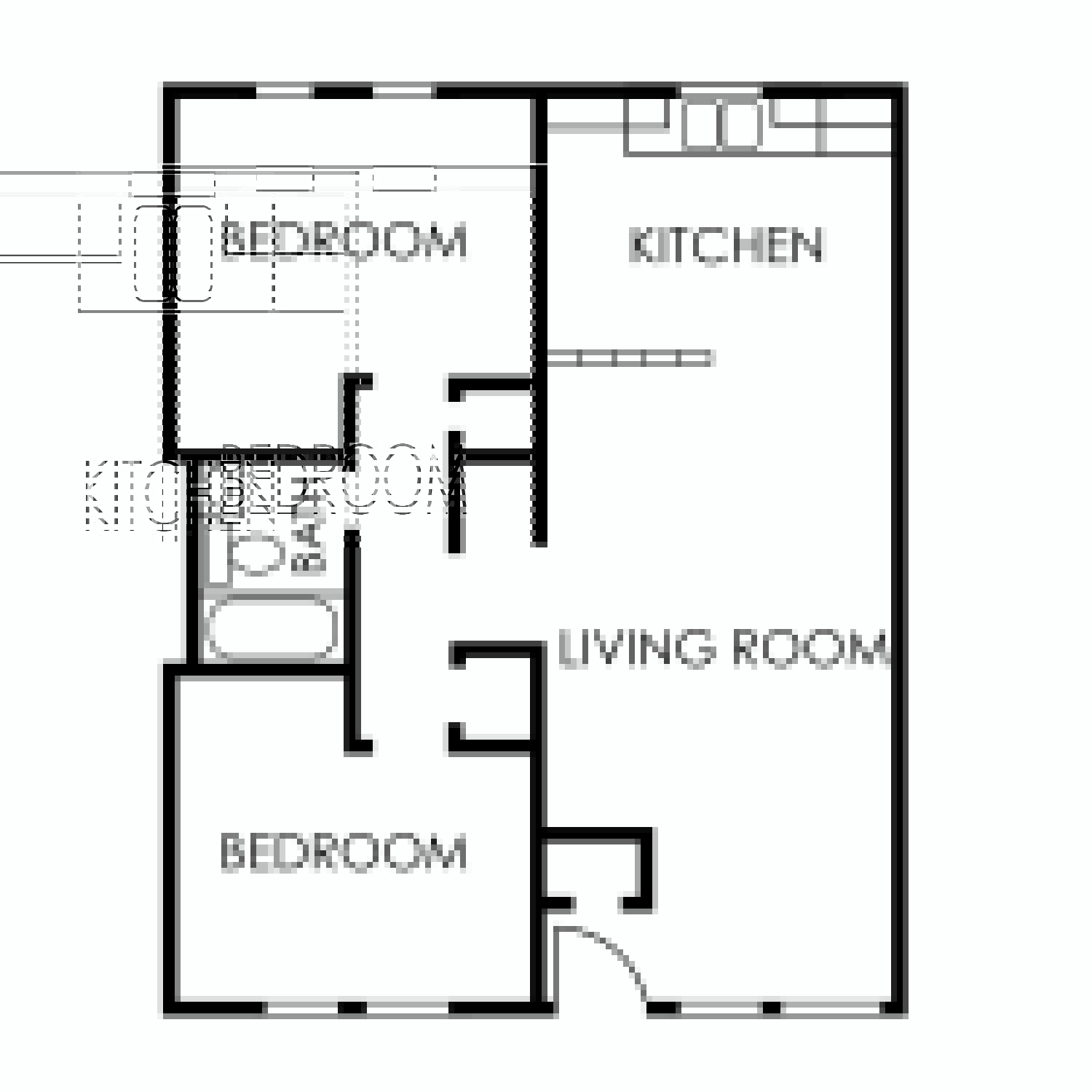 2 bed, 1 bath