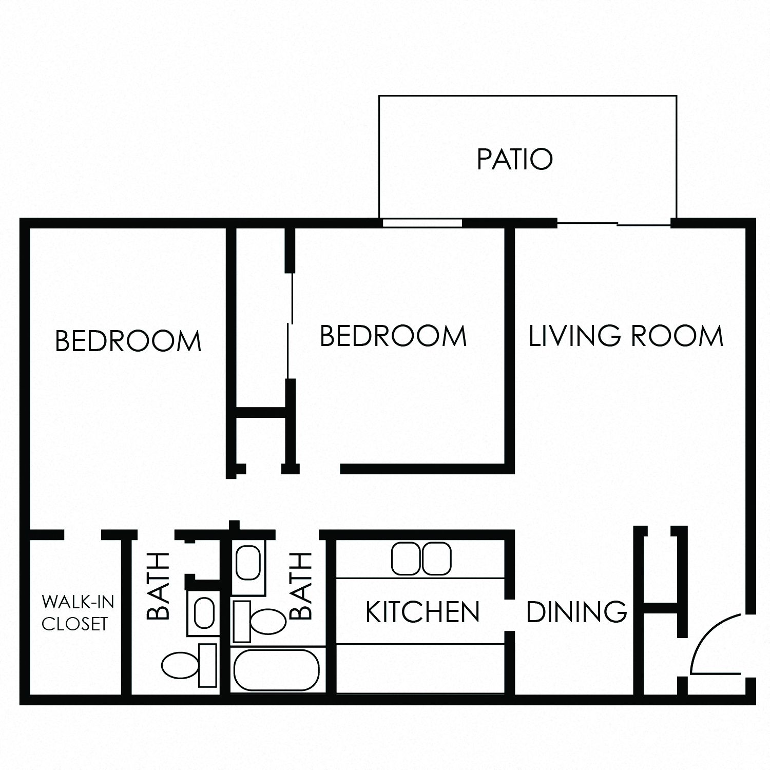 2 bed, 1.5 bath