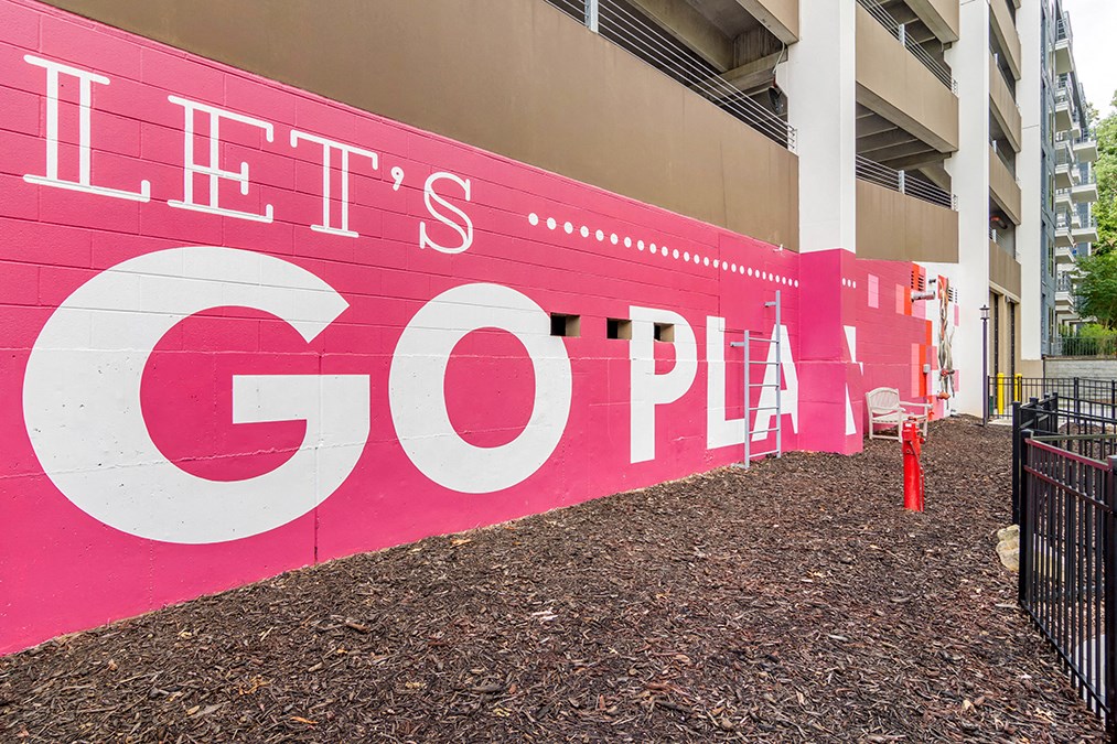 A wall with the words