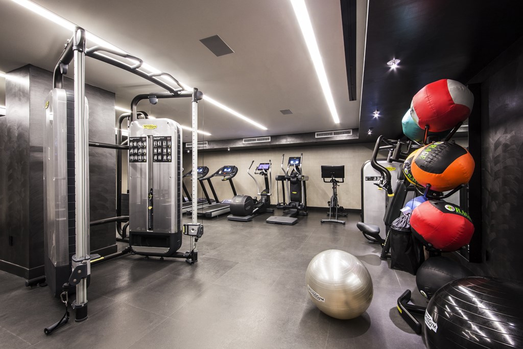 the gym at lexisnexis health club with weights and cardio equipment