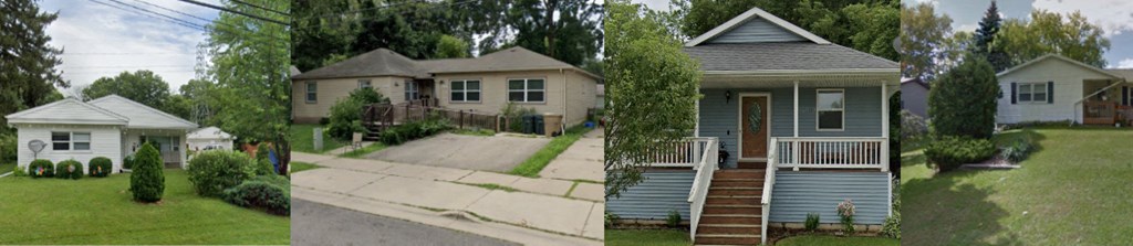 two pictures of a house and a house with a porch