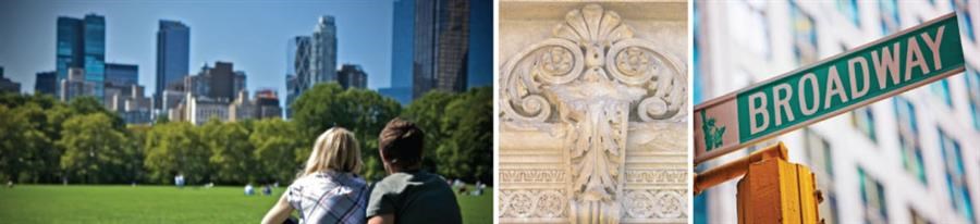 two pictures of people walking in a park      and a city