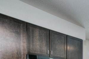 Village on Redwood kitchen with black appliances and modern wood cabinetry