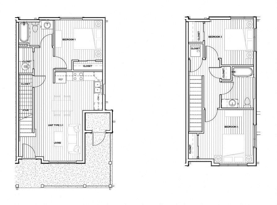 3 bedroom 2 bath Town Home