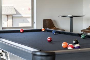 Pool in the game room in the clubhouse at The Villas at Mahoney Park in Northeast Lincoln, Nebraska